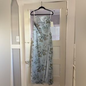 Jenny Yoo Strapless Floral Dress in Light Blue and Green